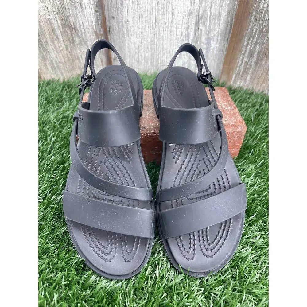 Crocs Tulum Strappy Sandals Black Matlite Women's 5